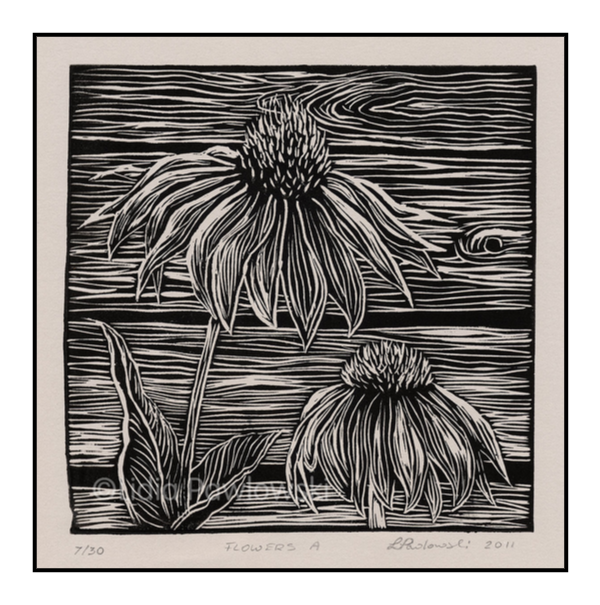 Linoprint Flowers A