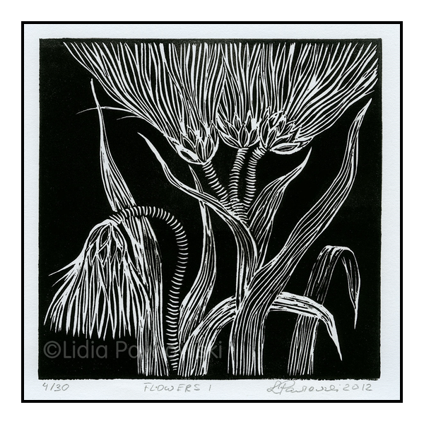 Linoprint Flowers I
